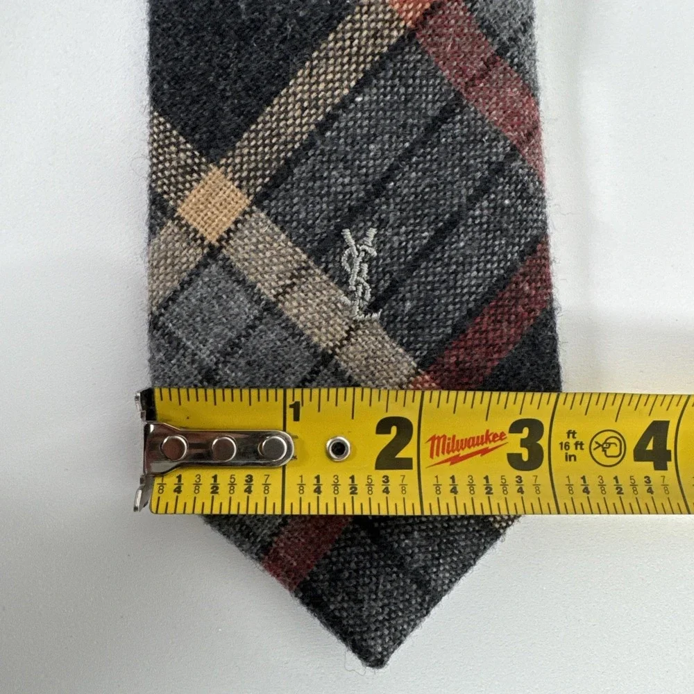 Lot of 2 Vtg Yves‎ Saint Laurent Heather Mist Plaid Wool Blend Ties Men 56